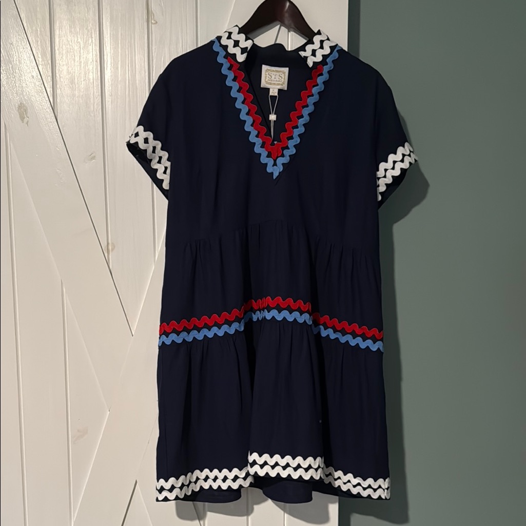 Sail To Sable Navy Dress With Red And Blue Accents